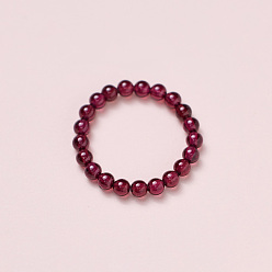 Гранат Регулируемые кольца на палец с бусинами из натурального граната, Pi Xiu, стрейч-кольца, внутренний диаметр: 16.2~16.6 мм