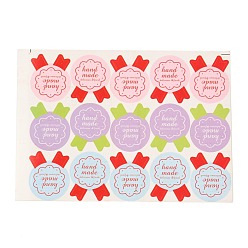 Gemischte Farbe Diy Dichtungsaufkleber, Etikett Paster Bild Aufkleber, für Geschenk-Verpackung, Wort handgemacht, Gemischte Farbe, 15.8x11.8x0.05 cm, 15pcs / Blatt
