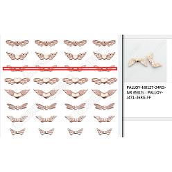 Rose Gold Alloy Beads, Wing, Rose Gold, 6.8x5.2x1.1cm