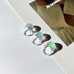 Светло-Синий Полимерные пальцевые кольца, круглые, голубой, размер США 7 (17.3 мм)