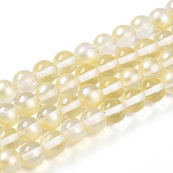 Светлый Золото-желтый Запекание окрашенные прозрачные стеклянные бусины нити, круглые, два тона, светлый золотарник желтый, 8~8.5 мм, отверстие : 1 мм, около 103~107 шт / нитка, 30.71~32.28 дюйм (78~82 см)