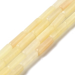 Желтый Нефрит Естественный желтый нефрит бисер нитей, колонка, 13.5~14x4~4.5 мм, отверстие : 1.2 мм, около 28 шт / нитка, 15.16'' (38.5 см)