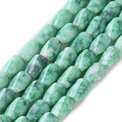 Зеленый Нити из окрашенных стеклянных бусин с эффектом омбре, скрученный, зелёные, 6.5x4.5x3~3.5 мм, отверстие : 0.8 мм, около 56~57 шт / нитка, 38.3~39 см