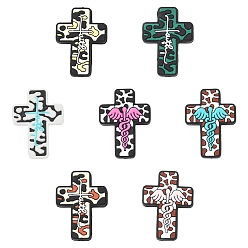 (52) Непрозрачная лаванда 14 шт. 7 стили силиконовые фокусные бусины, крестик, разноцветные, 33x24~24.5x7.5~8 мм, отверстие : 2~3 мм, 2 шт / стиль