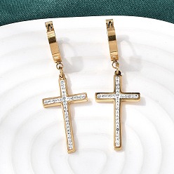 Кристалл Серьги-кольца из нержавеющей стали и полимерной глины со стразами, ионное покрытие (ip), реальный 304 k позолоченный, кристалл, 18 мм