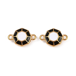 Настоящее золото 18K 304 подвески-восьмиугольные соединители из нержавеющей стали с черной и белой эмалью, ионное покрытие (ip), реальный 18 k позолоченный, 11.5x17x5 мм, отверстие : 1.6 мм