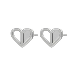 Нержавеющая Сталь Цвет Серьги-гвоздики в форме сердца ко Дню святого Валентина 304 из нержавеющей стали, цвет нержавеющей стали, 6x7 мм