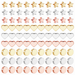 (52) Непрозрачная лаванда 90шт 9 стиль латунные бусины, звезда и плоский круглый и сердце, разноцветные, 6~8x6~8x2.5~3.3 мм, отверстие : 1~1.5 мм, 10 шт / стиль