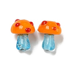 Темно-Оранжевый Бусы лэмпворк ручной работы, гриб, темно-оранжевый, 12~14.5x10~12 мм, отверстие : 1.2~1.8 мм, около 23 шт / нитка, 11.61~12.60 дюйм (29.5~32 см)