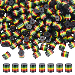 Column 200шт. бусины из смолы в полоску в стиле регги в стиле Гана-Ямайка, красочный, колонка, 9x8 мм, отверстие : 2 мм