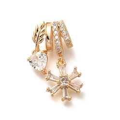 Настоящее золото 18K Латунные микро проложить кубического циркония подвески, без кадмия, без никеля и без свинца, , реальный 18 k позолоченный, 26.5x12x9 мм, отверстие : 6 мм