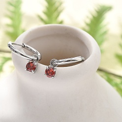 Нержавеющая Сталь Цвет 304 серьги-кольца из нержавеющей стали с микропаве из циркония, плоско-круглые, цвет нержавеющей стали, 18 мм, штифты : 0.8 мм