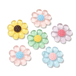 (52) Непрозрачная лаванда Прозрачные смоляные подвески, подсолнух, разноцветные, 29.5x6.5 мм