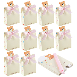 Pink 10шт. подарочные коробки из бумаги в виде медведя, на подарки конфеты упаковка печенья, с полиэфирной лентой, розовые, 9.1x4.1x15 см