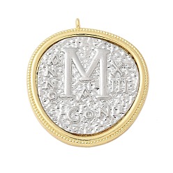 Платиновый & Золотой Латунные подвески, плоско-круглые, стойки покрытие, без кадмия и без свинца, долговечный, реальный 18 k позолоченный, платиной и золотом, 38x34.5x3.5 мм, отверстие : 1.8 мм