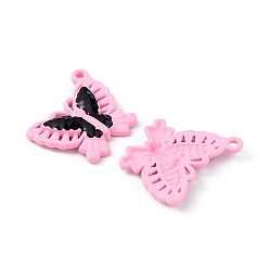 Pink Акриловые подвески краскораспылительные, очарование бабочки, розовые, 17x19.5x2.5 мм, отверстие : 1.5 мм