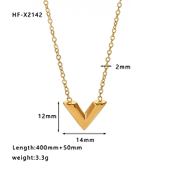 Letter V Из нержавеющей стали ожерелья подвески, реальный 18 k позолоченный, Буква V, 15.75 дюйм (40 см)