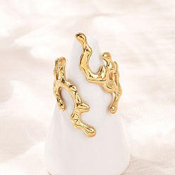 Золотой 304 открытые кольца-манжеты из нержавеющей стали для женщин, золотые, 33.5 мм, размер США 8 1/2 (18.5 мм)