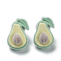 Yellow Green Flocky Velvet Stud Earrings, with 925 Sterling Silver Pin, Avocado, Yellow Green, 26x18mm, Pin: 0.6mm