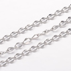 Нержавеющая Сталь Цвет Устойчивые к потускнению 304 цепи из нержавеющей стали, пайки, витые цепочки, для изготовления ювелирных изделий, цвет нержавеющей стали, 4x2x0.4 мм
