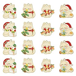 (52) Непрозрачная лаванда 20 шт 4 стили подвески из сплава эмали, Новогодняя тема, кошачье очарование, золотой свет, разноцветные, 26~30x25.5~26x1.5 мм, отверстие : 2.3 мм, 5 шт / стиль