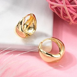 Настоящее золото 18K Латунные серьги обруча, реальный 18 k позолоченный, 17x17.5x9.5 мм