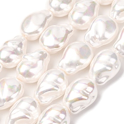 Белый Нити бусин из искусственного жемчуга с гальваническим покрытием из фарфора, барокко, жемчужные, AB цвет, белые, 19x13x11 мм, отверстие : 1.2 мм, около 21 шт / нитка, 15.43'' (39.2 см)
