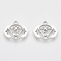 Аджна чакра Сплавочные подвески тибетского стиля, чакра, без кадмия и без свинца, аджна, 17x21.5x1.5 мм, Отверстие : 1.8 мм , около 588 шт / 1000 г