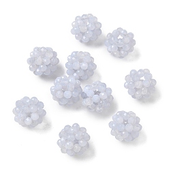 Blue Lace Agate Natural Blue Lace Agate Woven Beads, Cluster Beads, Faceted, Round, 8~9mm, Hole: 1.6mm
