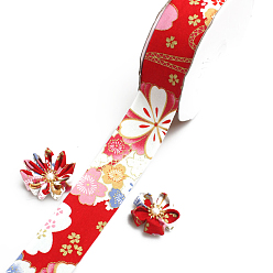 Crimson Cotton Ribbons, Flower, Garment Accessories, Crimson, 1-1/8 inch(30mm), about 10 yards/roll