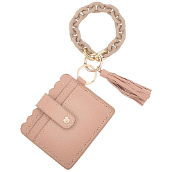 Верблюжий 1Подставки для фотокарточек из искусственной кожи, защитный рукав для подвесных карт, визитница с кисточкой и акриловой цепочкой, прямоугольные, верблюжие, 110x96 мм