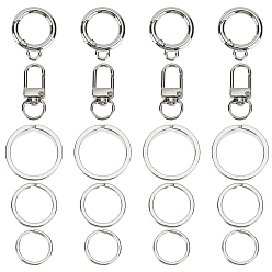 Платина 30 шт 5 стили пружинные кольца из сплава, застежками сплава поворотные, железные разрезные кольца, платина, 31x25.5x4 мм, 6 шт / стиль