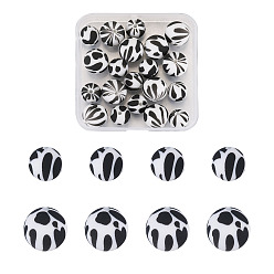 Белый 20 шт 2 цвета силиконовые бусины, круглые, белые, 10 шт / стиль