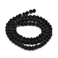 Lava Rock Natural Lava Rock Round Bead Strands, Lava Rock, 4mm, Hole: 1mm, about 94pcs/strand, 15.7 inch