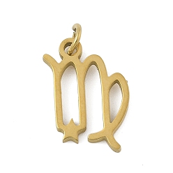 Дева 316 l хирургические подвески из нержавеющей стали, чары созвездий, с целью перехода в кольце, золотые, Дева, 14.5x10.5x1.5 мм, отверстие : 2.5 мм