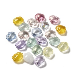 Mixed Color Transparent Glass Pendants, Longevity Lock Charms, Mixed Color, 14x16x7mm, Hole: 1.2mm