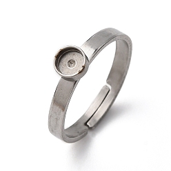 Нержавеющая Сталь Цвет 304 регулируемые кольцевые компоненты из нержавеющей стали, 201 настройки кольца чашки безеля из нержавеющей стали, плоско-круглые, цвет нержавеющей стали, лоток : 4 мм, 2.5 мм, внутренний диаметр: 17 мм