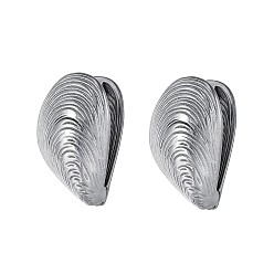 Нержавеющая Сталь Цвет Серьги из 304 нержавеющей стали, формы раковины, цвет нержавеющей стали, 26x16 мм