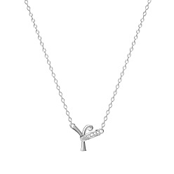 Letter Y 304 ожерелья с подвесками из нержавеющей стали и стразами, цвет нержавеющей стали, Письмо Y, 17.72 дюйм (45 см)