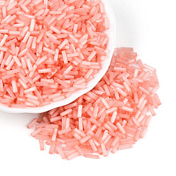 Легкий Лосось Стеклярус, имитации кошачьего глаза , светлый померанцевый, 6.5~7x1.5~2 мм, отверстие : 0.8~1 мм, Около 13636 шт / фунт