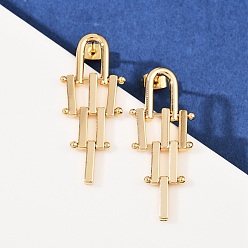 Настоящее золото 18K Серьги-гвоздики с треугольными кисточками из латуни, реальный 18 k позолоченный, 37x16 мм