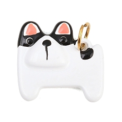 Белый 304 подвеска из нержавеющей стали, окрашенная распылением, очарование французского бульдога, реальный 18 k позолоченный, белые, 16.5x17.5x4 мм, отверстие : 4.5 мм