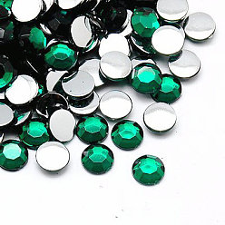 Verdemar Cabujones acrílicos de imitación taiwán acrílico espalda plana, facetados, media vuelta / cúpula, verde mar, 10x3 mm, sobre 2000 unidades / bolsa