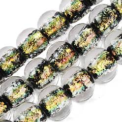 Золотистый Ручной стеклянные фольга бисер пряди, рондель, золотые, 11.5~12x9.5~10 мм, отверстие : 1.2~1.6 мм, около 30 шт / нитка, 11.42~11.81 дюйм (29~30 см)