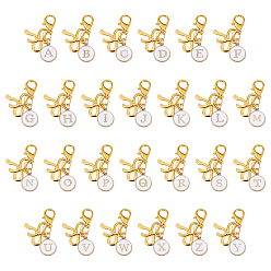 Золотой 26Шт подвесные украшения из сплава эмали, Сплав с застежками когтя омара, Письмо ~ Z, золотые, 38 мм