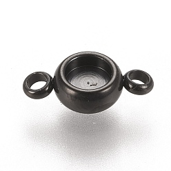 Черный 304 настройки соединителей звеньев из нержавеющей стали, чашки безель с краями, ионное напыление (IP) плоский круглый, электрофорез черный, лоток : 4 мм, 12x6.5x3 мм, отверстие : 1.8 мм