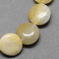 Topaz Jade Natural Topaz Jade Bead Strands, Flat Round, 12~12.5x5~5.5mm, Hole: 1mm, about 33pcs/strand, 15.7 inch