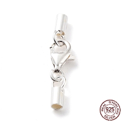 Серебро 925 стерлингового серебра застежкой омар коготь, с концами шнура и 925 штампом, серебряные, 22 мм, внутренний диаметр: 2 мм