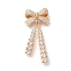 Золотой Стойка металлическая латунная микропрофилированная кубическая циркония подвески, долговечный, без свинца и без кадмия, бантом, золотые, 34x16x5 мм, отверстие : 1.6 мм