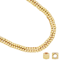 Golden Plated Electroplate Non-magnetic Synthetic Hematite Beads Strands, Beads Strands, Polygon, Golden Plated, 4x4x4mm, Hole: 2mm, about 97pcs/strand, 15.70 inch(39.87cm), 2strands/box